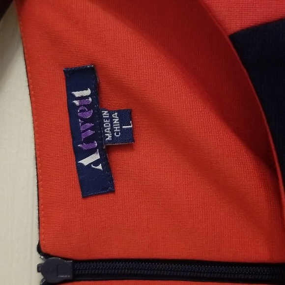 Atwell tangerine and navy dress.  Size large. - Picture 3 of 7